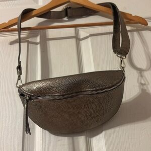 Gold Italian leather waist / cross body bag